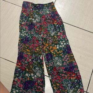 Anthropologie Floral Wide Leg Pants - Multicolor